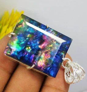 Piedra preciosa suelta de esmeralda de plata sólida 925 de 93,20 quilates colgante de amolita natural corte - Imagen 1 de 5