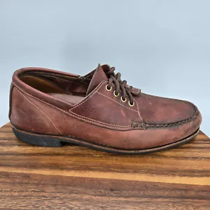 Scarpe da barca Orvis by Gokey uomo 11,5 EE pelle marrone casual mocassino Oxford - Foto 1 di 9
