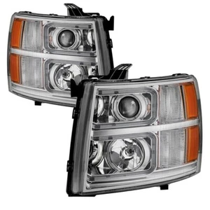 New For 2007-2013 Chevy Silverado 1500 2500HD Chrome LED Projector Headlights - Picture 1 of 9
