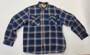 Wrangler Sherpa Lined Flannel Shacket Herren (L) blau kariert Hemd Jacke Taschen  - Bild 1 von 12