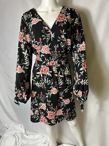 Peacocks Brand Size 20 Floral Dress Long Sleeve Belt - Picture 1 of 6