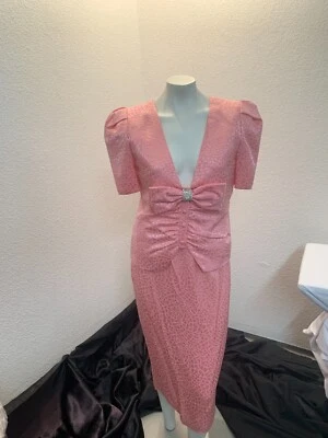 Vintage Paul Blanco Bonwit Teller Pink silk 2 piece set top size 10 skirt size 8 - Image 1 of 4