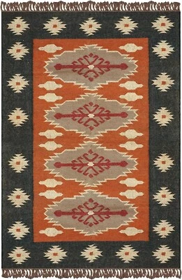 Alfombra de área reversible Kilim alfombra marrón negra lana y yute tejida a mano alfombra tejido plano Foto 1 de 4