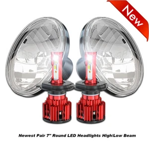 DOT Pair 7 inch Round LED Headlights Hi-Lo Beam fit Chevy Nova Camaro Monza - Picture 1 of 17