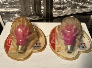 2 Vintage 2003 Sunbeam Pink Purple Art Light Bulbs With Silicone Flame 25w 130v - Picture 1 of 10