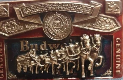  BUDWEISER COLLECTORS MUST HAVE- 1982 AUTHENTIC BUDWEISER BELT BUCKLE SER# H820 - Image 1 of 4