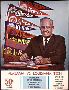 Programa de fútbol americano tecnológico Alabama vs Louisiana 1966 24 septiembre - Ken Stabler - Imagen 1 de 5