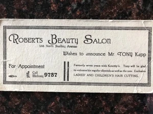 Vintage Victorian Trade Card "Roberts Beauty Salon" St Paul, MN 1940er - Bild 1 von 2