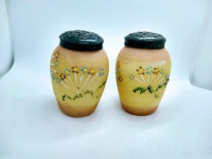 EAPG Mt Washington Glass Barrel Salt and Pepper Shaker Set Floral Antique - Picture 1 of 9