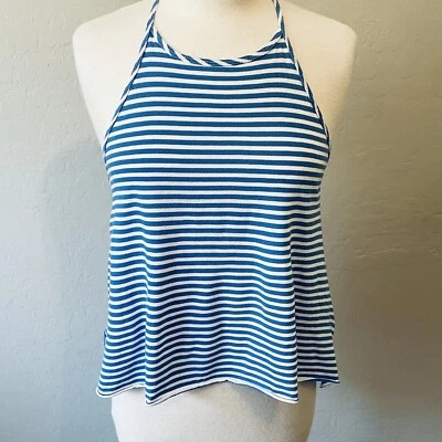 De Colección Y2K Hollister Top M Azul Blanco Rayas Corredor Correa de Espagueti Costero Náutico Foto 1 de 4