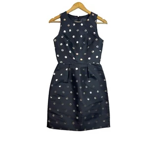 J.Crew Black Silver Metallic Dot Jacquard Dress Party Cocktail Size 00 - Picture 1 of 10