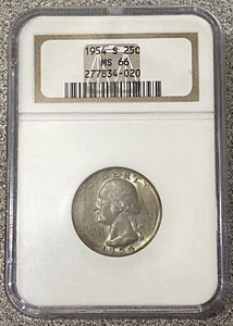 1954-S Washington Quarter NGC MS66 - Picture 1 of 2