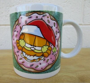 VTG GARFIELD CHRISTMAS 1996 Coffee Mug "Season's Eatings" Colorful Frosted Donut - Picture 1 of 12