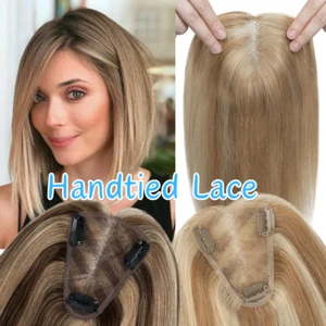 CLEARANCE Clip In Top Hair Piece Topper Toupee 100% Human Hair Women's Hairpiece - Picture 1 of 52