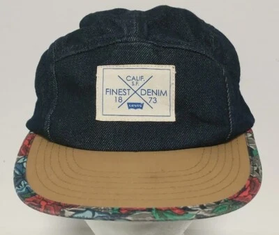 *RARO* Denim Floral LEVI'S Sombrero Gorra Correa Cuero Parche 8/20 *Difícil de Encontrar*  Foto 1 de 4