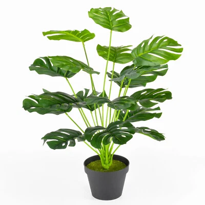 Planta Monstera Artificial 21" Alto Palmera Arbusto Imitación 18 Cabezas Hojas de Tortuga Foto 1 de 4