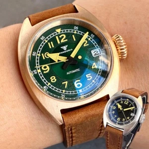 CUSN8 Solid Bronze Tandorio Green Black Dial NH35 Automatic Mens Watch Sapphire - Picture 1 of 22
