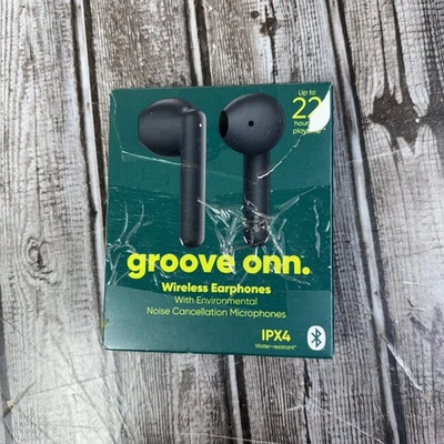 Groove Onn Wireless Earphones 1PX4 Black 22 Hrs of Playtime New In Open Box - Image 1 of 4