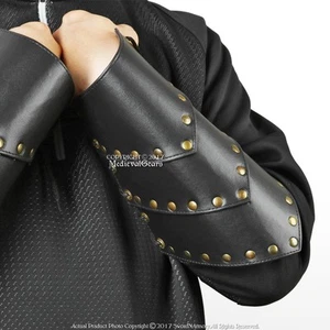 Juego de 2 Brazaletes Medievales de Cuero Negro Árbol Tiro con Arco Brazos Protectores Juegos con disfraces LARP - Imagen 1 de 3