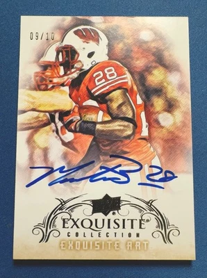 2014 UPPER DECK MONTEE BALL AUTO EXQUISITE COLLECTION WISC BADGER #9/10 BLUE - Image 1 of 2