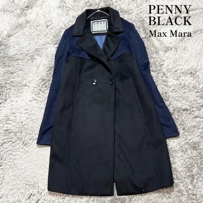 Penny Black Max Mara Bicolor Angora Chester Coat Wool Used from Japan - Image 1 of 4
