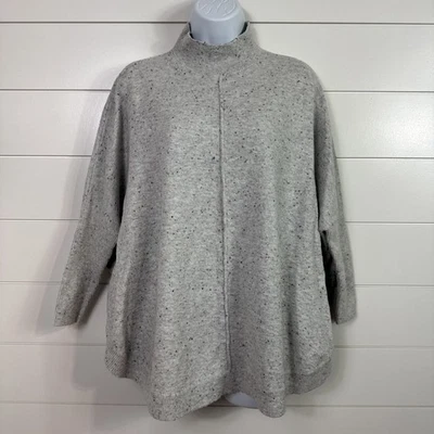 Women's LOFT Gray Speckled Mock Neck Dolman Sleeve Poncho Sweater sz M - Image 1 of 4