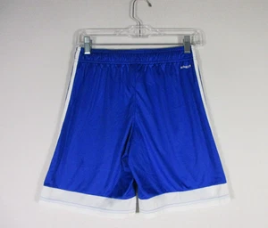 Adidas Boys Casual Soccer Shorts High Rise Elastic Hem Size L Blue - Picture 1 of 7