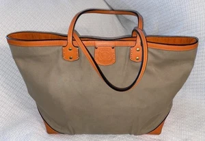 Bolso de Mano Grande GHURKA Caqui Lona y Cuero Naranja - MUY BONITO - Imagen 1 de 10