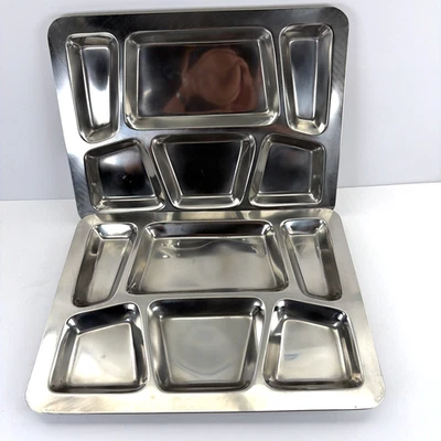 Pair of SMT-2 6-Compartment Mess Tray Style B Stainless Steel Medium NEW - Image 1 of 4