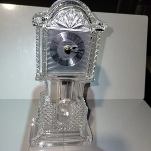 -Godinger Crystal Legend Quartz Mantle Clock Swinging Pendulum 10.5'' Tall - Picture 1 of 6