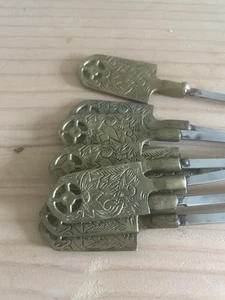 Set of 8 Vintage Brass & Stainless Steel Shish Kebab Skewers Turkey 16” MCM - Picture 1 of 6