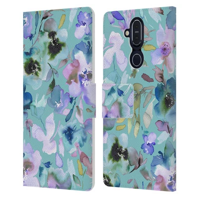 OFFICIAL NINOLA ABSTRACT NATURE FLOWERS LEATHER BOOK CASE FOR NOKIA PHONES - Image 1 of 4