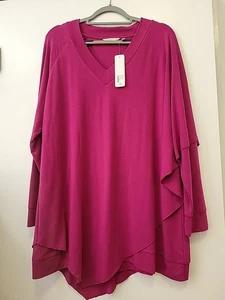 Soft Surroundings Madeline Tunic Long Sleeve Asymmetrical Hem Fuscia 1X NWT - Picture 1 of 8