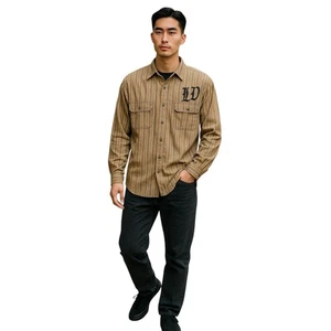 Harley Davidson MotorClothes Herren XL gestreiftes Button Up Hemd Biker Rocker - Bild 1 von 10