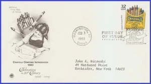USA3 #3182d ADDR PCS ARTCRAFT FDC 1900 Crayola Buntstifte - Bild 1 von 1