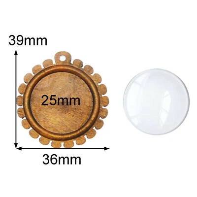 6 PIEZAS Surtido Madera Bisel en Blanco Base Vidrio Cabujón Dijes Colgante Hágalo Usted Mismo Hallazgos Foto 1 de 4