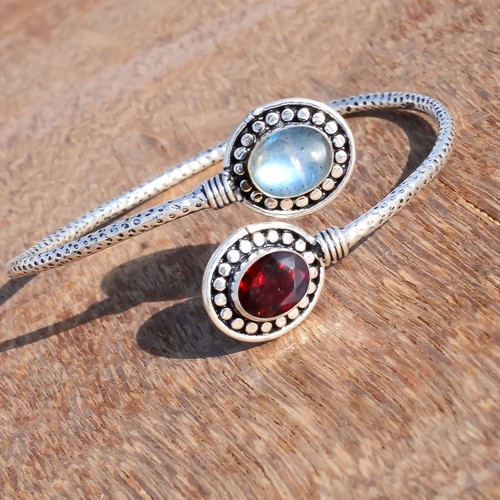 VALENTINO Bracciale in argento sterling 925 con pietre preziose taglio labradorite e granato per il miglior regalo
