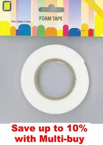 1mm or 2mm Adhesive Foam Tape - Acid Free - 2 metres x 12mm wide - UK Seller - Picture 1 of 1
