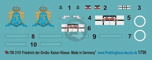 Peddinghaus 1/700 SMS Friedrich der Grosse German Battleship Markings WWI 3151 - Picture 1 of 1