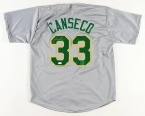 JOSE CANSECO SIGNED AUTOGRAPHED GRAY OAKLAND A'S JERSEY #33 JSA COA - Picture 1 of 3