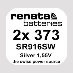 2x Renata 373 Uhren-Batterie Knopfzelle SR916SW Silberoxid Blisterware Neu