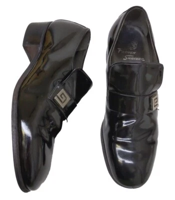 FRENCH SHRINER 8,5 C туфли черный платье мокасины патент смокинг диско винтажный 70-х - Изображение 1 из 4