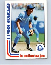 BASEBALL CARD O-PEE-CHEE 1982 KANSAS CITY ROYALS GEORGE BRETT IN ACTION  NO116