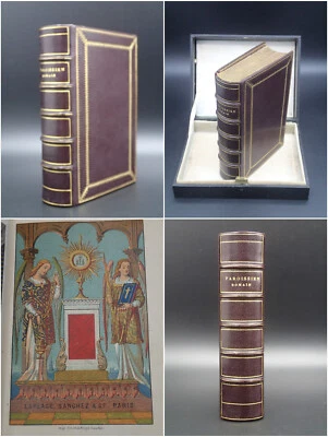 1856 SUPERBE MISSEL PARISIEN + Boîte d'époque Gravures par Rouargue Bible Prière - Photo 1/4