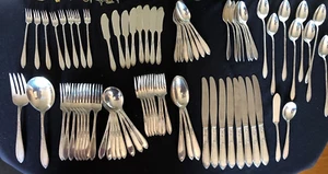 Juego de cubiertos plateados tenedores cuchillos cucharas 79 piezas romero cena elegante comer - Imagen 1 de 12