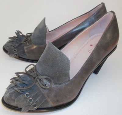 Plenty Tracy Reese Wo's EU36 US6 Gris Cuero Gamuza Tacones Kiltie Zapatos Antho Foto 1 de 4