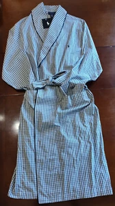 Macy's Polo Ralph Lauren Black Plaid Men 100% cotton Lightweight Robe S/M - Picture 1 of 3
