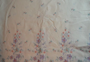 Embroidered print with border print-natural purple green coral 93" x 54"-2.58yd - Picture 1 of 9