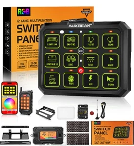 AUXBEAM AC-1200 RGB 12 Gang Switch Panel LED Light Bar bluetooth App Control 12V - Picture 1 of 12