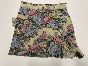 Zara Mini Skirt Tapestry Floral Print Asymmetric Detail Fringe Size XS
